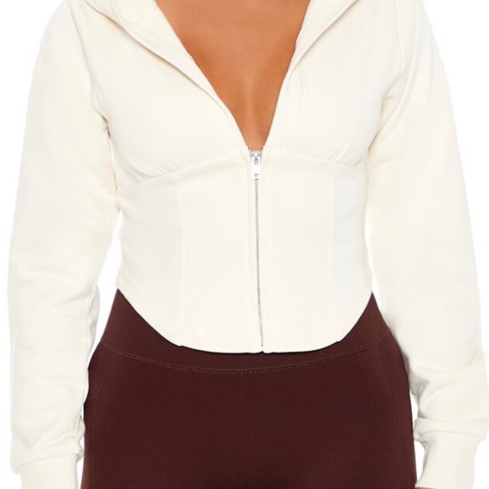 Women's Cream Zip-Up Hoodie